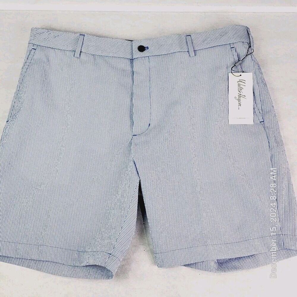 Walter Hagen Shorts Size 42 Blue Striped 9" Majors 11 Golf Chino Striped NWT